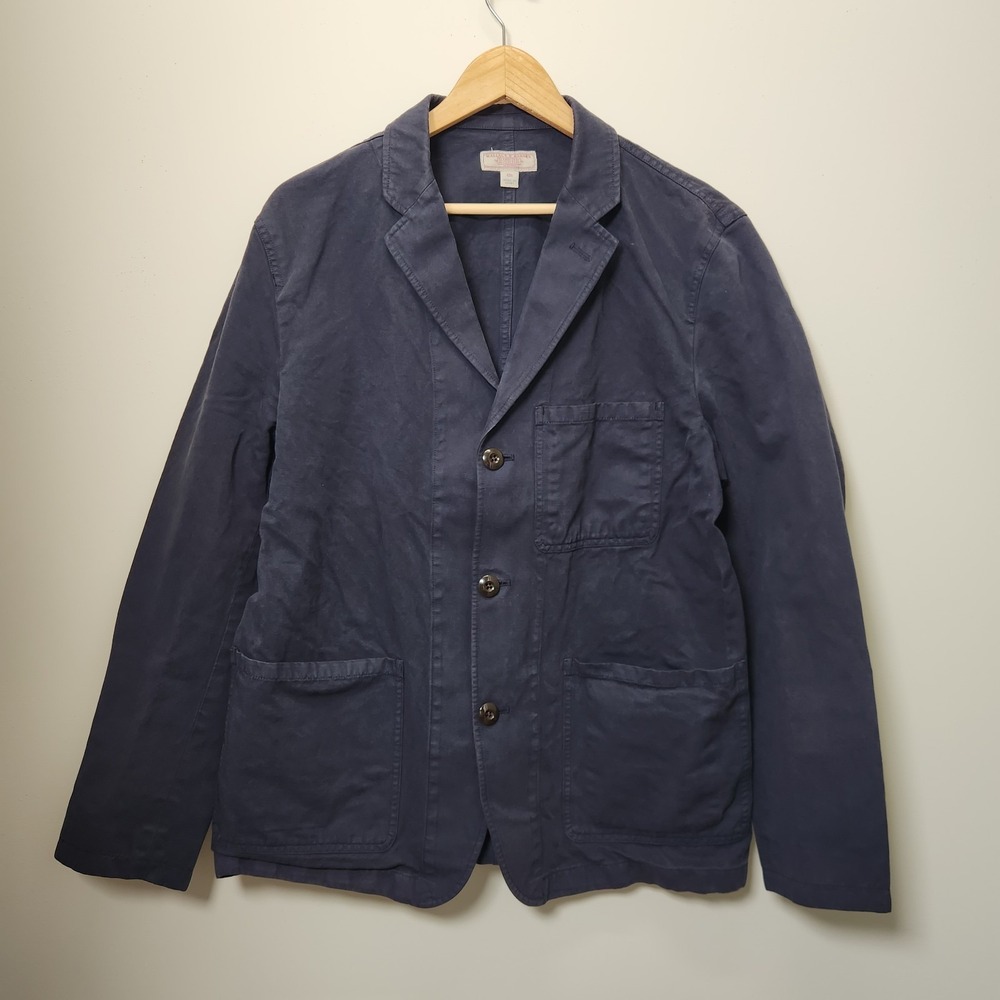 Wallace & Barnes Men's Navy Cotton Casual Blazer - Versatile Three-Button Style